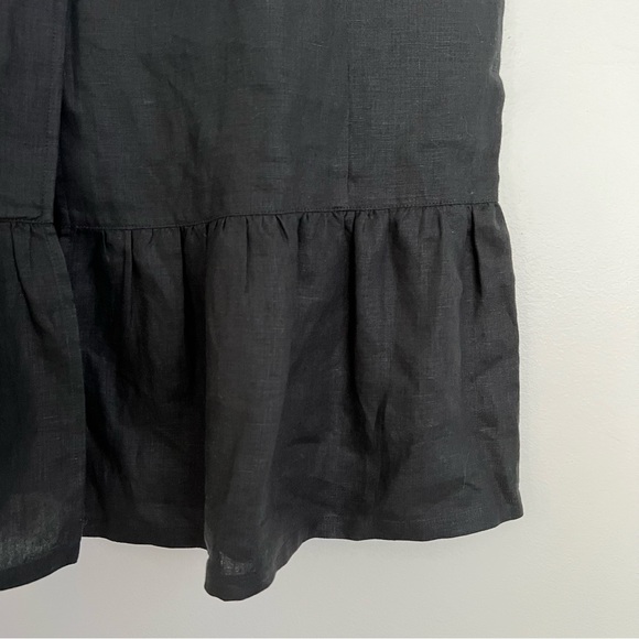 Ann Taylor Loft black linen maxi sleeveless button front ruffle hem dress 10 - Picture 7 of 9